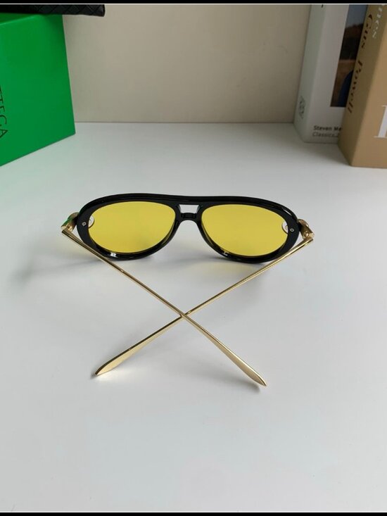 Bottega Veneta Black Aviator Yellow Lens Sunnies main image 5